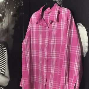 Pink plaid Woman Within button down shirt